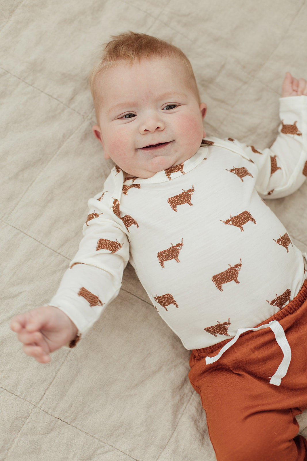 Merino Wool Baby Onesie Highland Cow Perriam