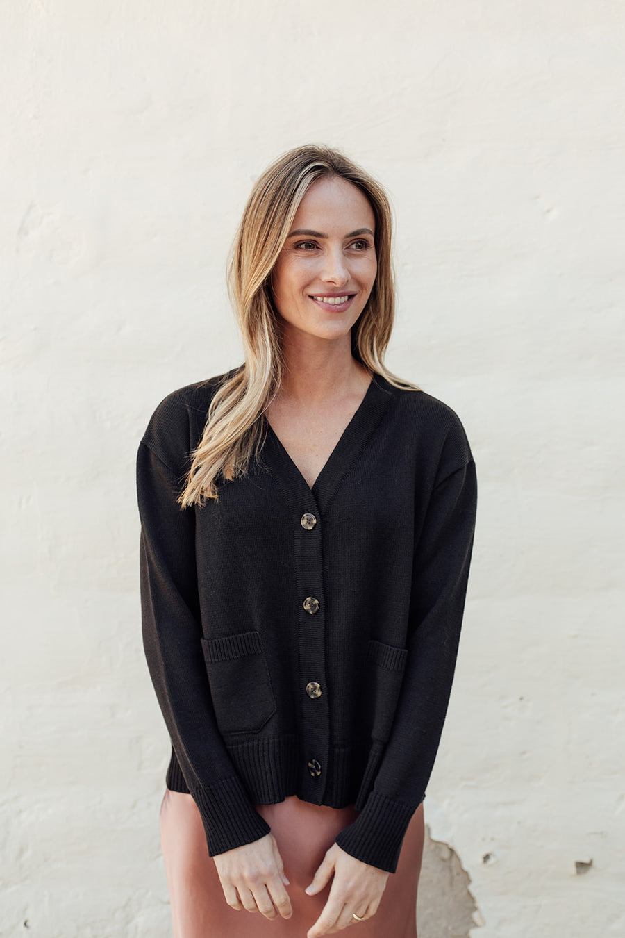 Camille Merino Pocket Cardigan - Chocolate