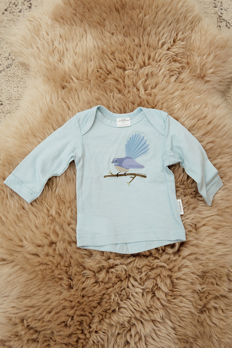 Merino Baby Fantail Top - Pale Blue