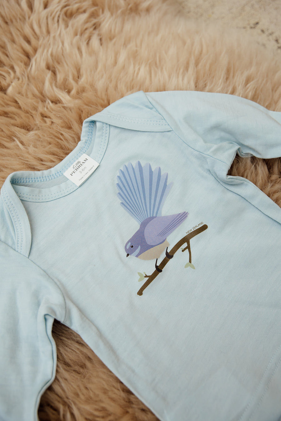 Merino Baby Fantail Top - Pale Blue