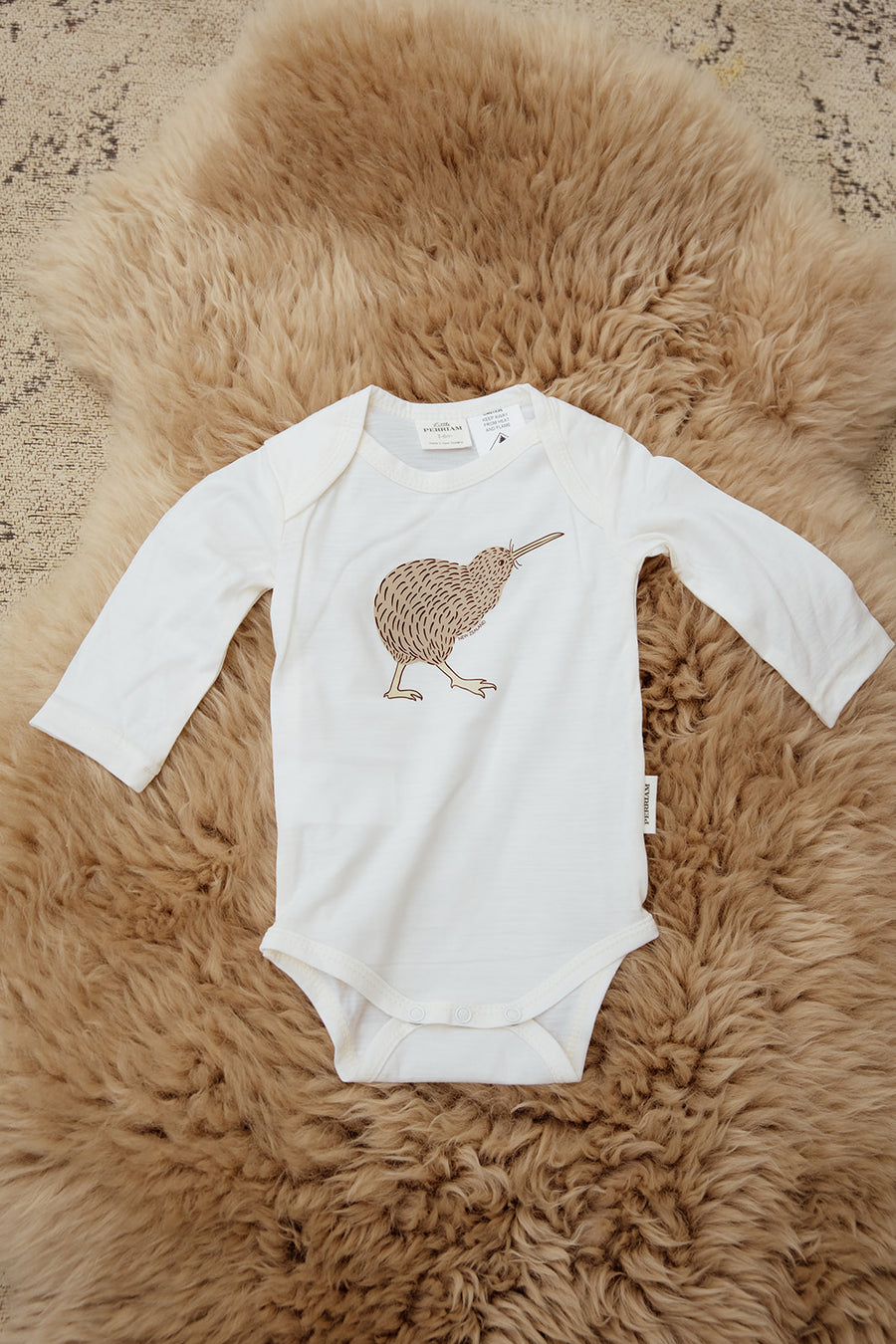 Merino Wool Baby Kiwi Print Onesie