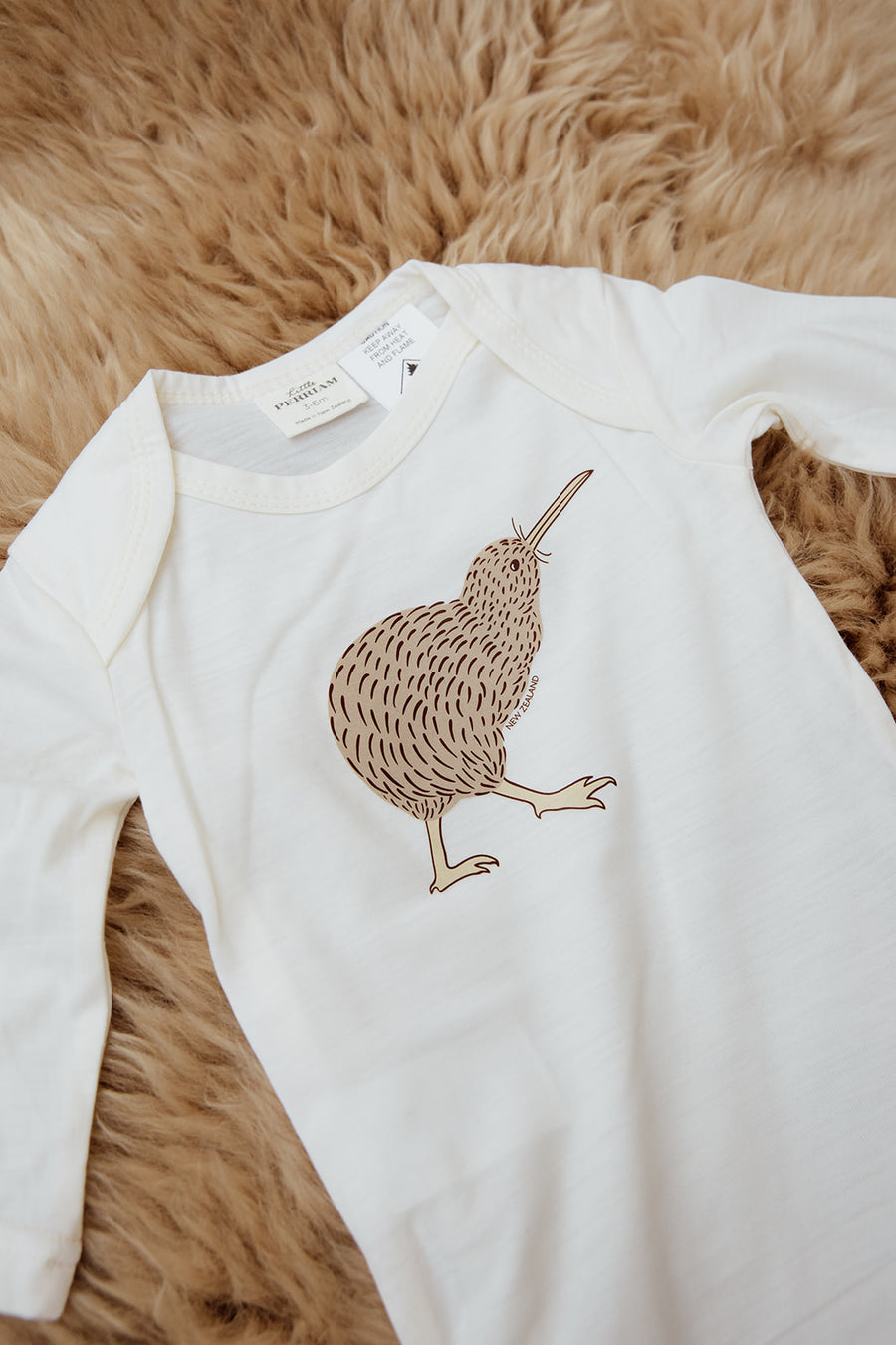 Merino Wool Baby Kiwi Print Onesie