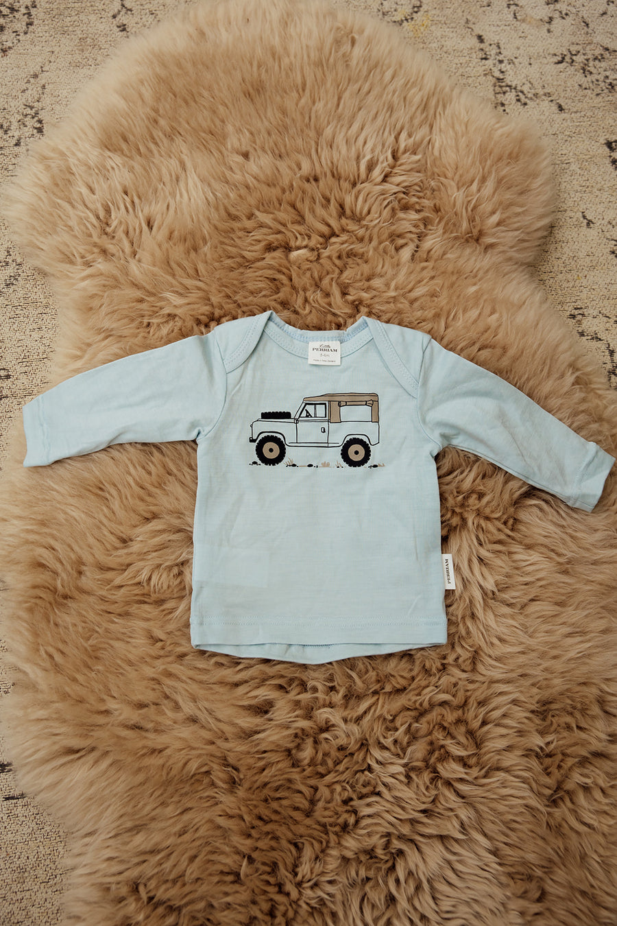 Merino Baby Land Rover Top - Pale Blue