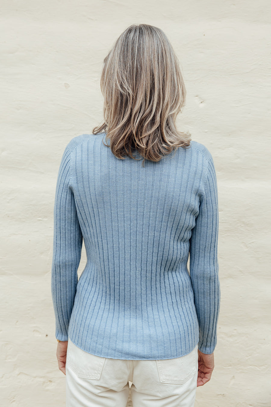 Classic Merino Rib Crew - Blue Iris