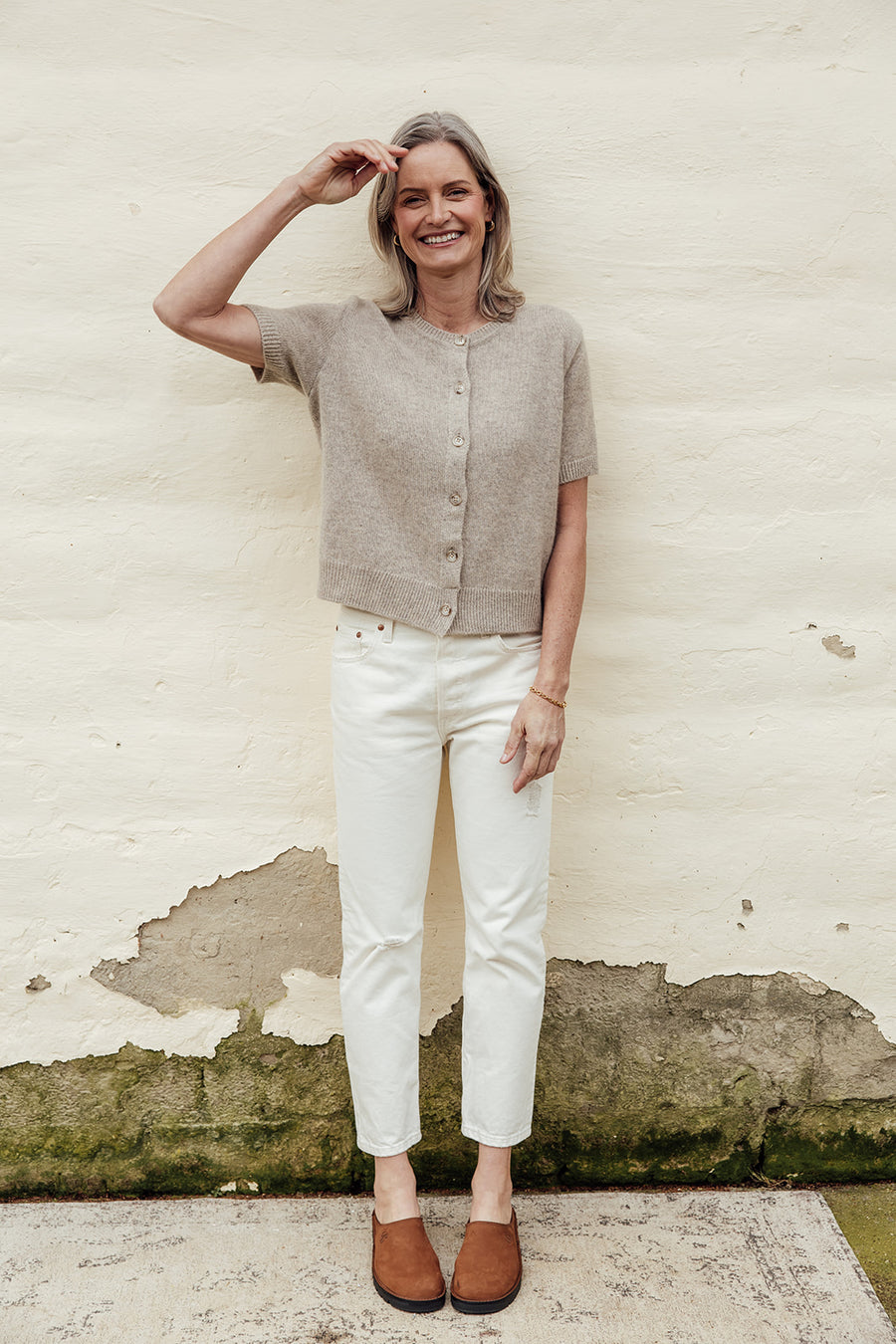 The Merino Angora Cardigan- Wheat