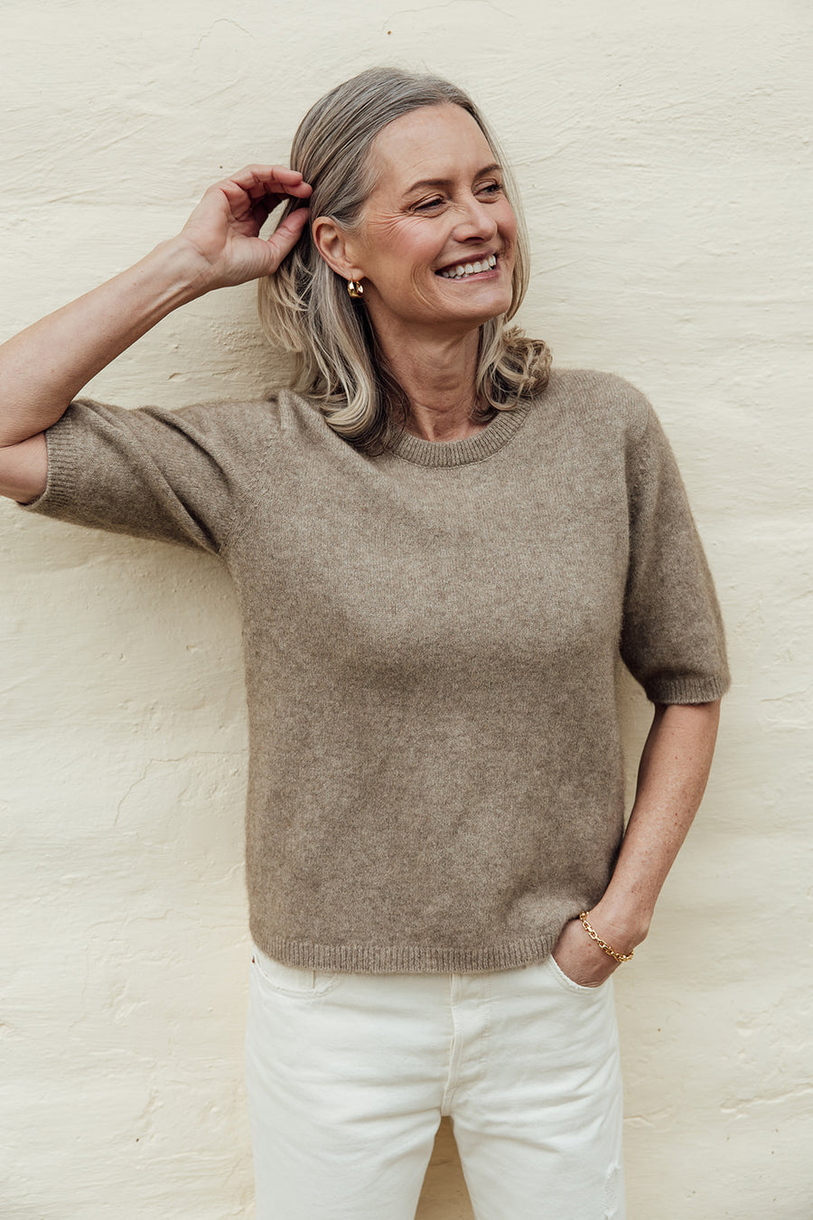 Lucy Possum Merino T-Shirt - Latte