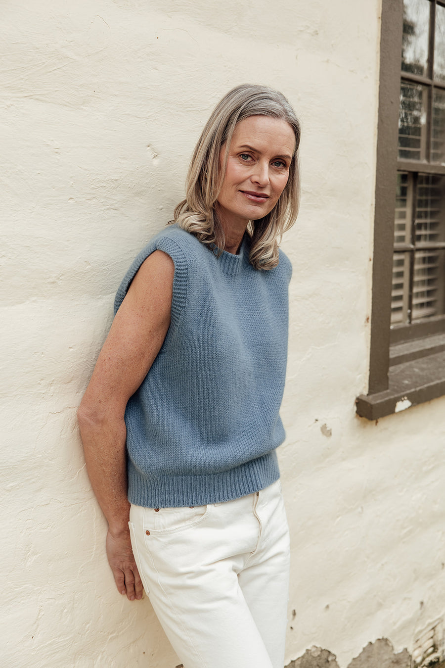 The Liv Merino Angora Vest- Denim