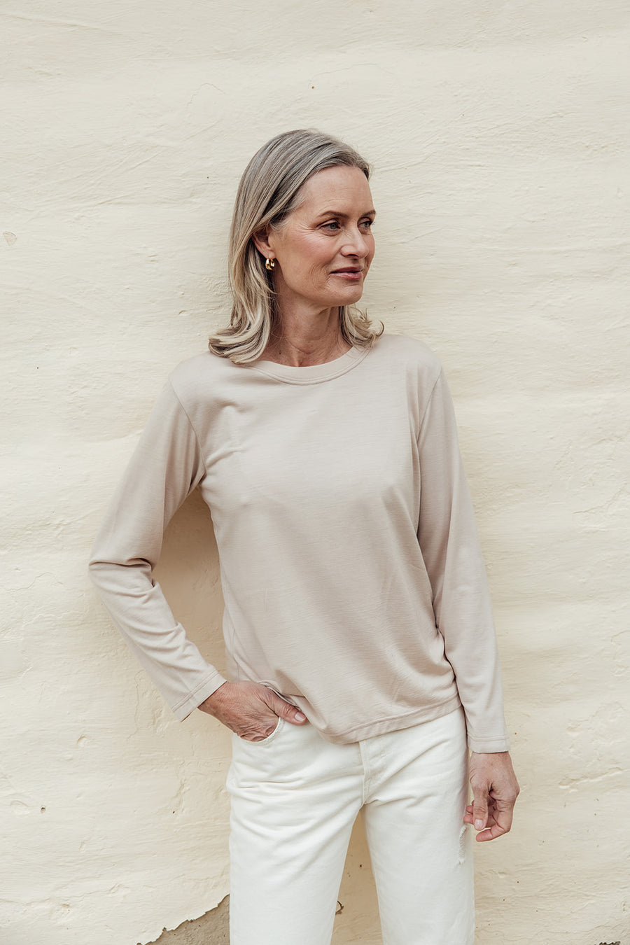 The Merino Long Sleeve Top - Almond