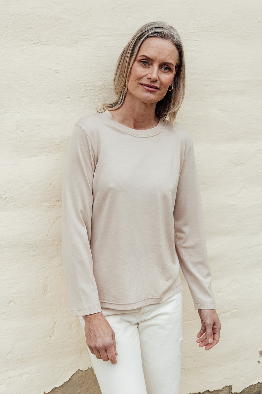 The Merino Long Sleeve Top - Almond