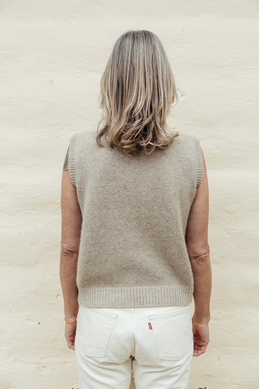 The Liv Merino Angora Vest- Wheat