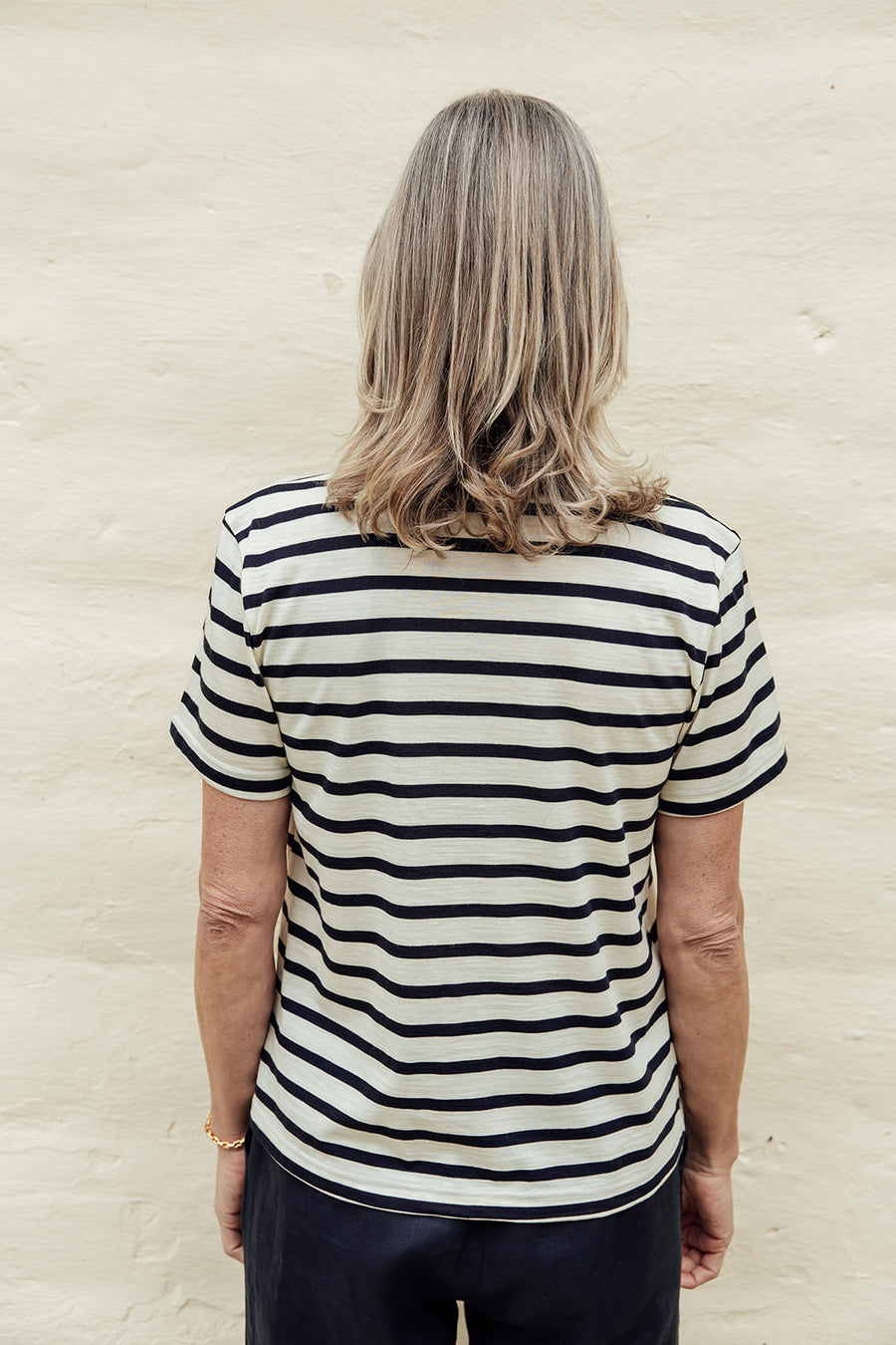 The Merino T-Shirt - Cream Stripe