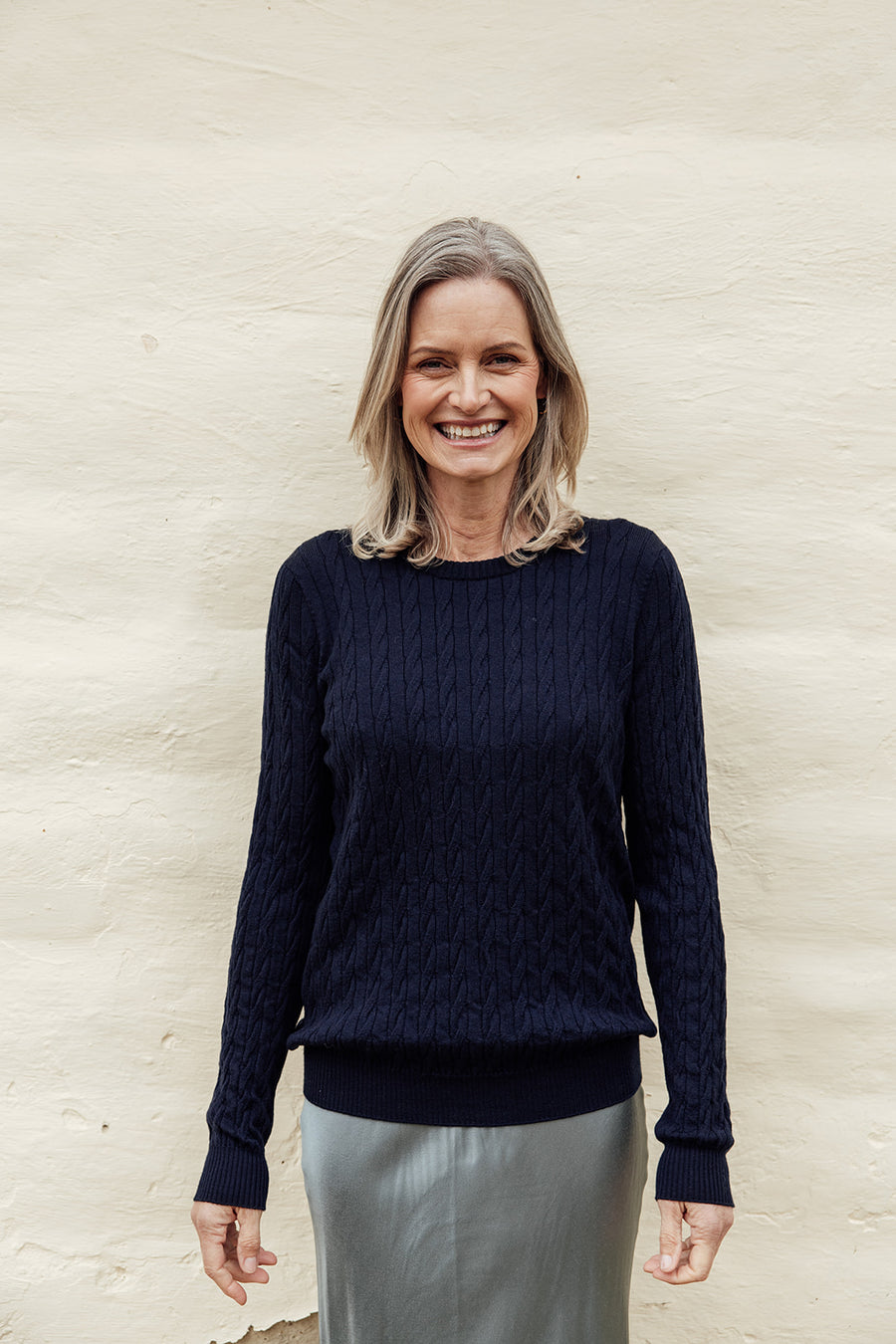 Classic Cable Merino Jersey - Navy