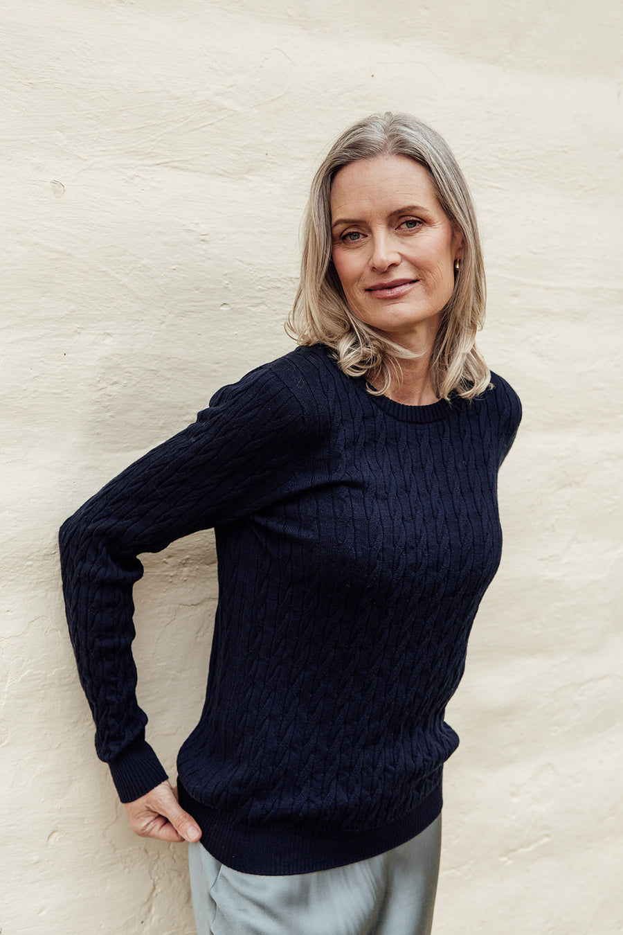 Classic Cable Merino Jersey - Navy