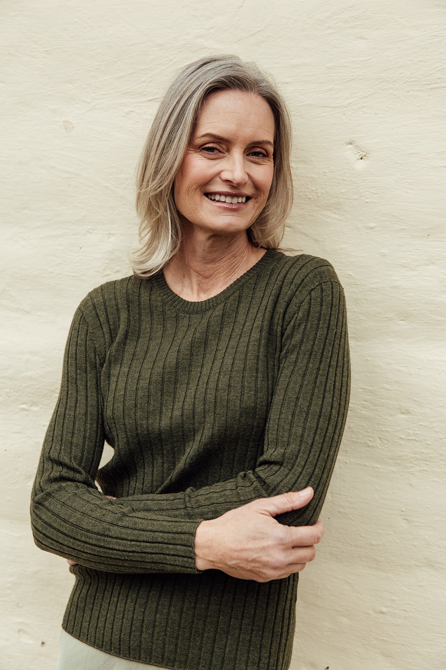 Classic Merino Rib Crew - Pine