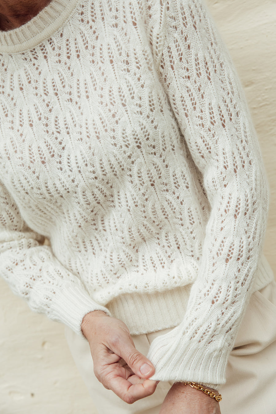 The Flower Knit Merino Angora Jersey- Natural