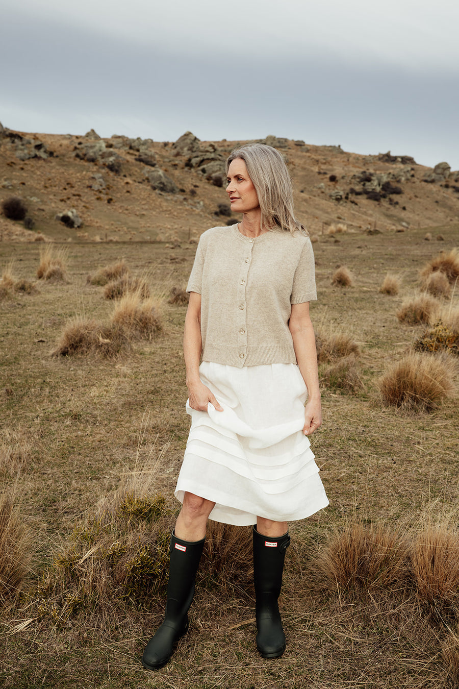 The Merino Angora Cardigan- Wheat