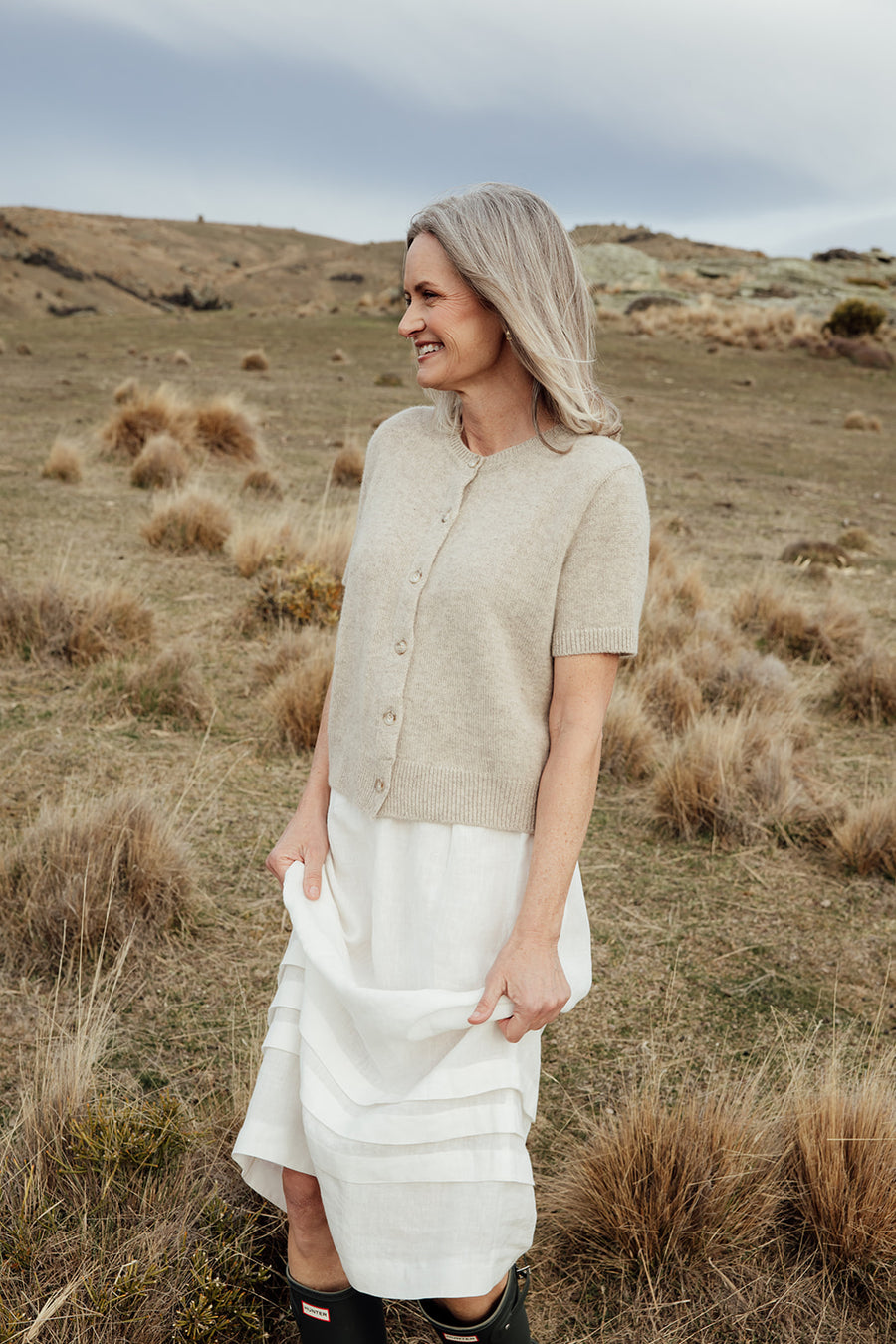 The Merino Angora Cardigan- Wheat