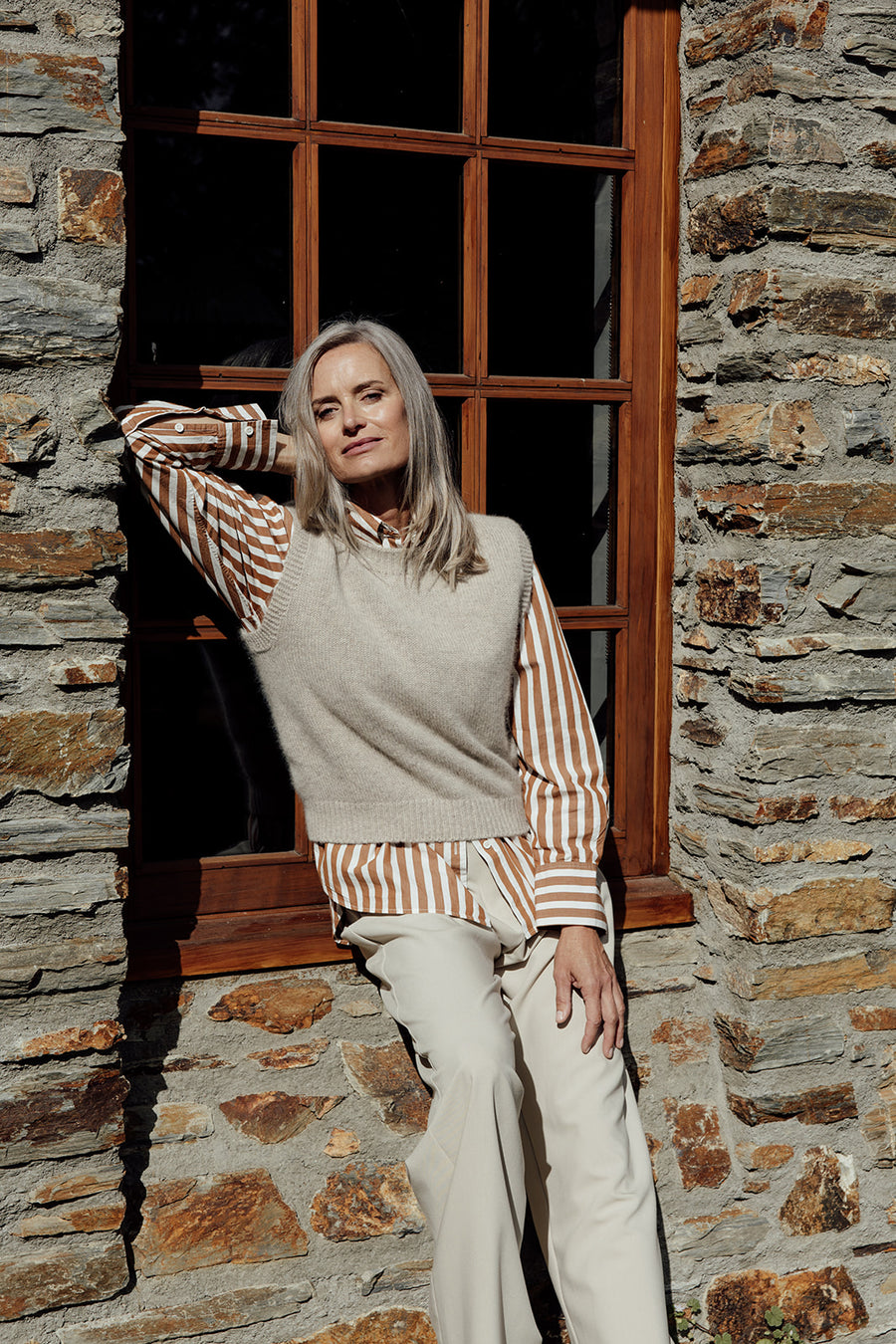 The Liv Merino Angora Vest- Wheat – Perriam