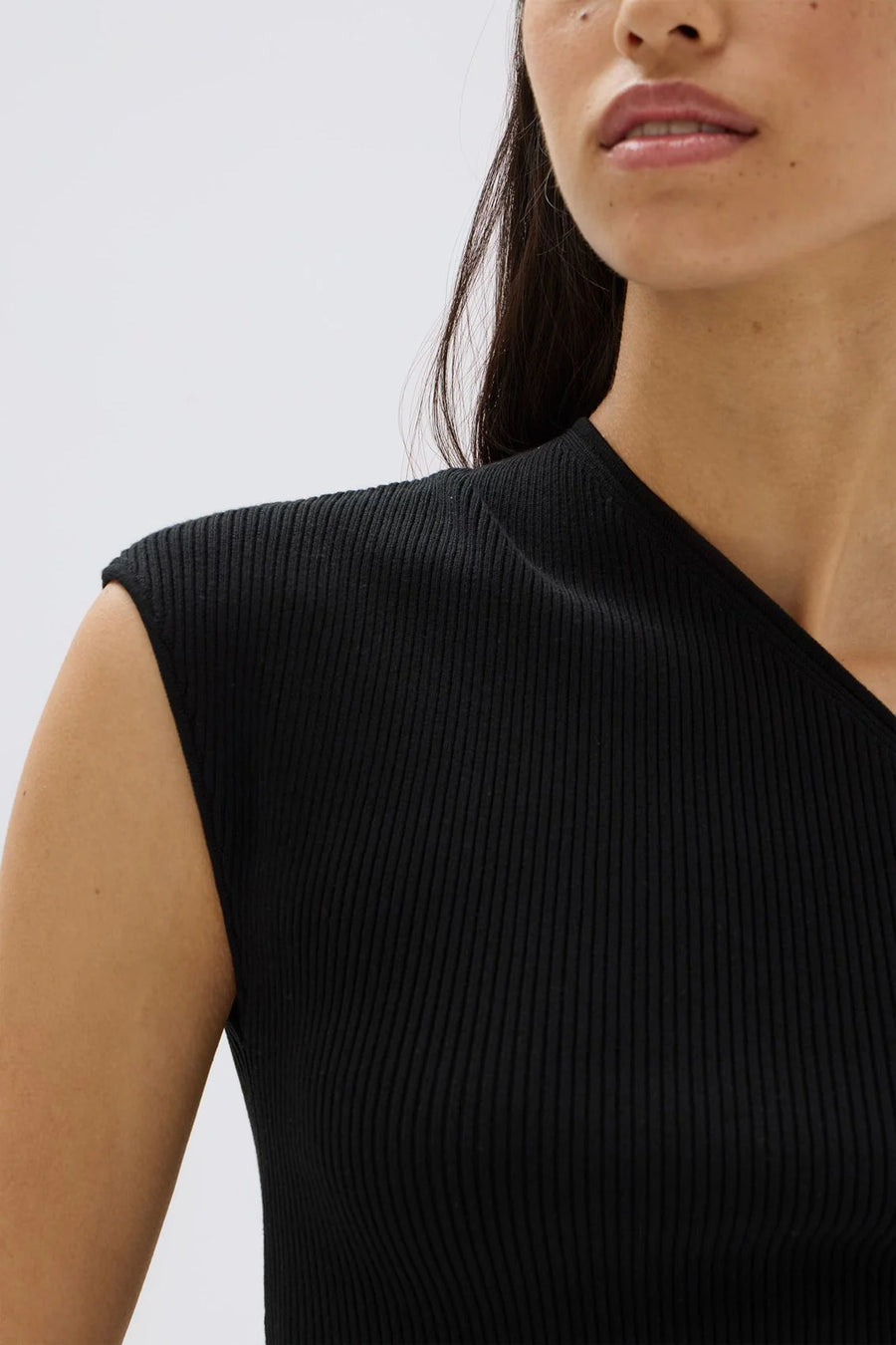 Assembly Label - Elodie One Shoulder Knit Tank Black