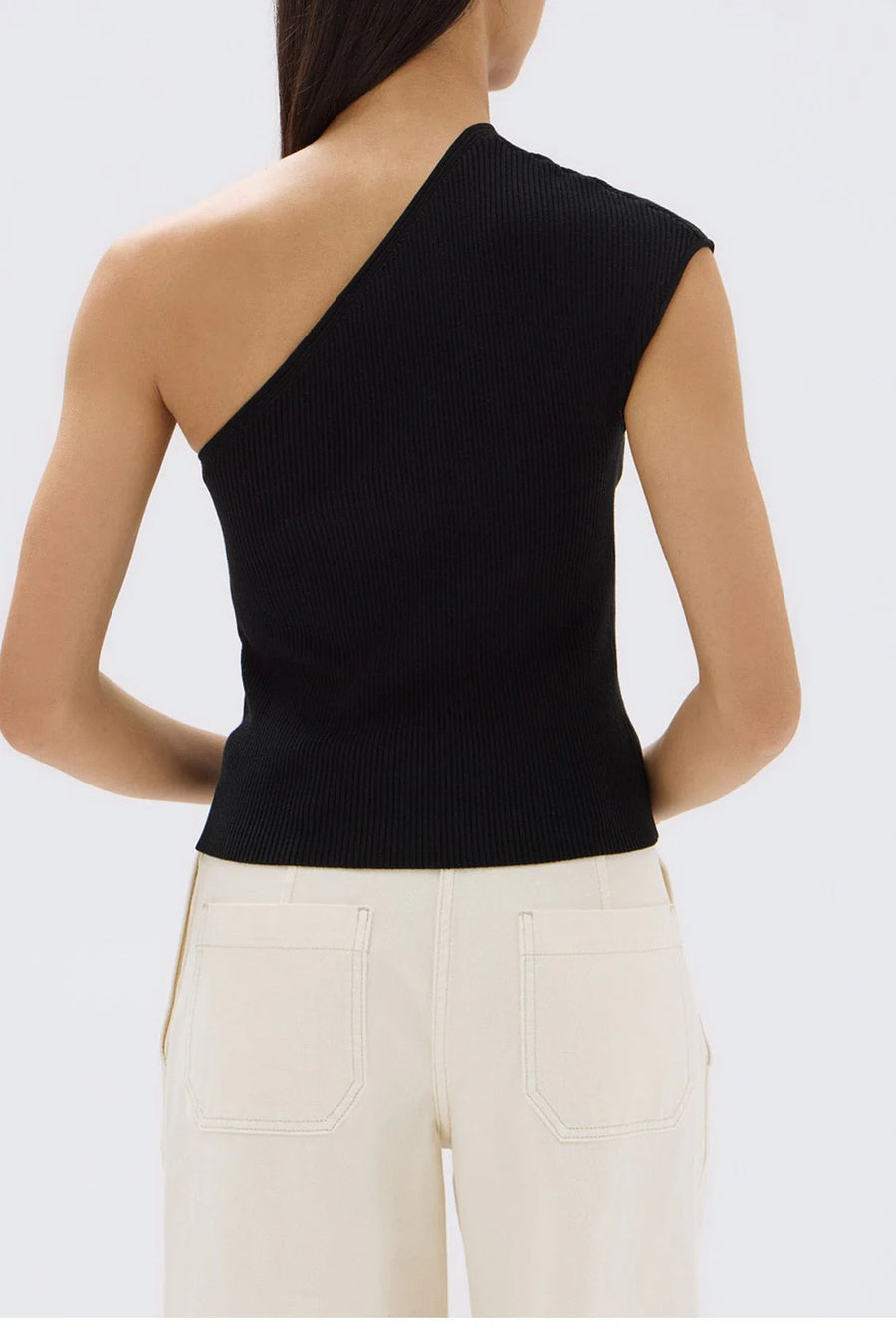 Assembly Label - Elodie One Shoulder Knit Tank Black