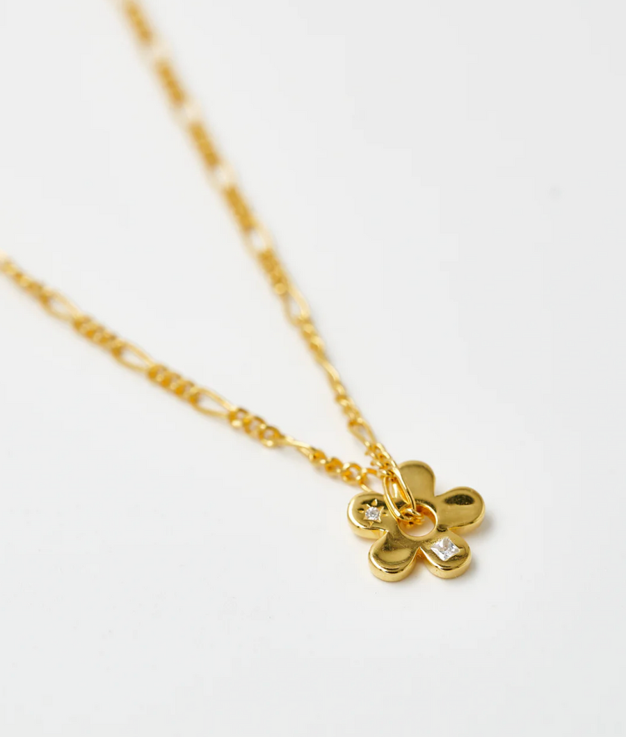 Brie Leon - Signature Flower Pendant Necklace - GOLD/CLEAR