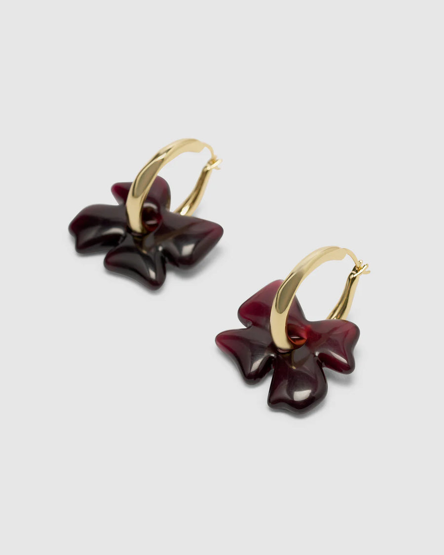 Brie Leon - Glass Flower Hoops - Gold/Plum