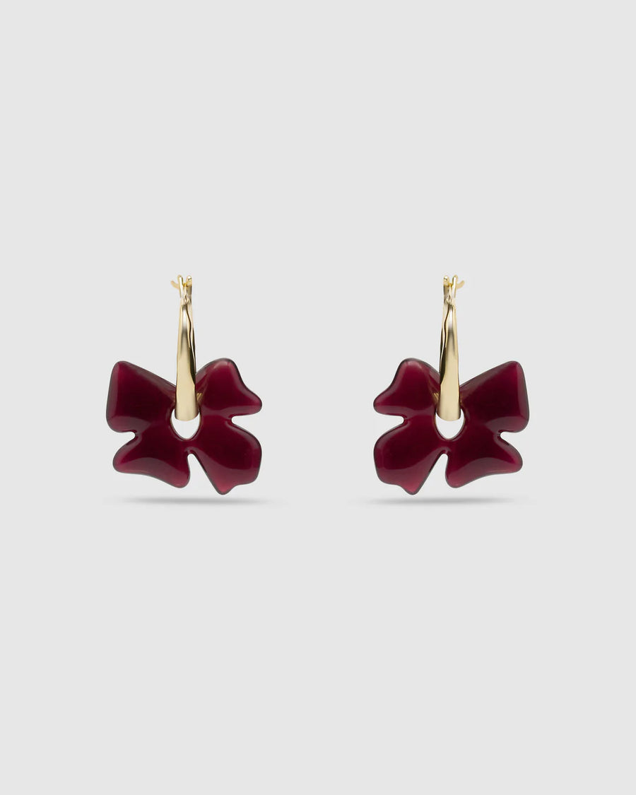 Brie Leon - Glass Flower Hoops - Gold/Plum