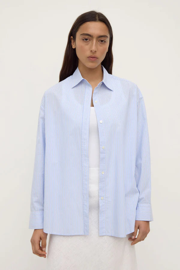 Assembly Label - Avoca Stripe LS Shirt - Blue/Wht Stripe