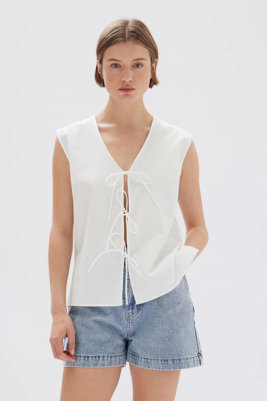 Assembly Label - Ollie Poplin Tie Top White