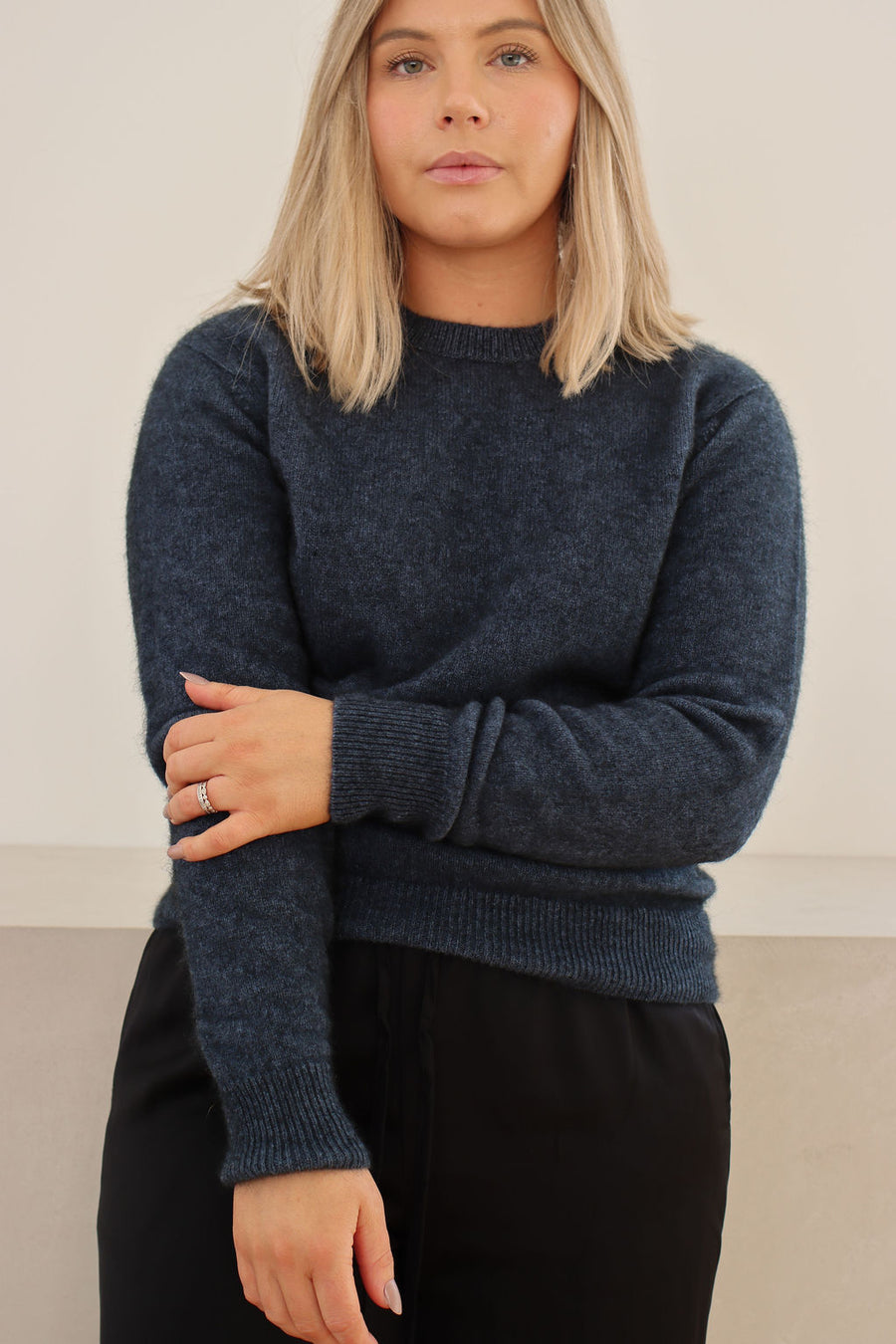 The Women's Possum Merino Crew - Neptune