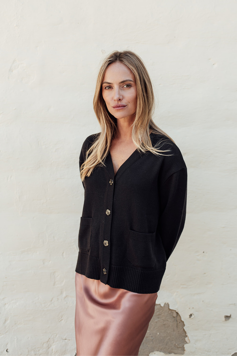Camille Merino Pocket Cardigan - Chocolate
