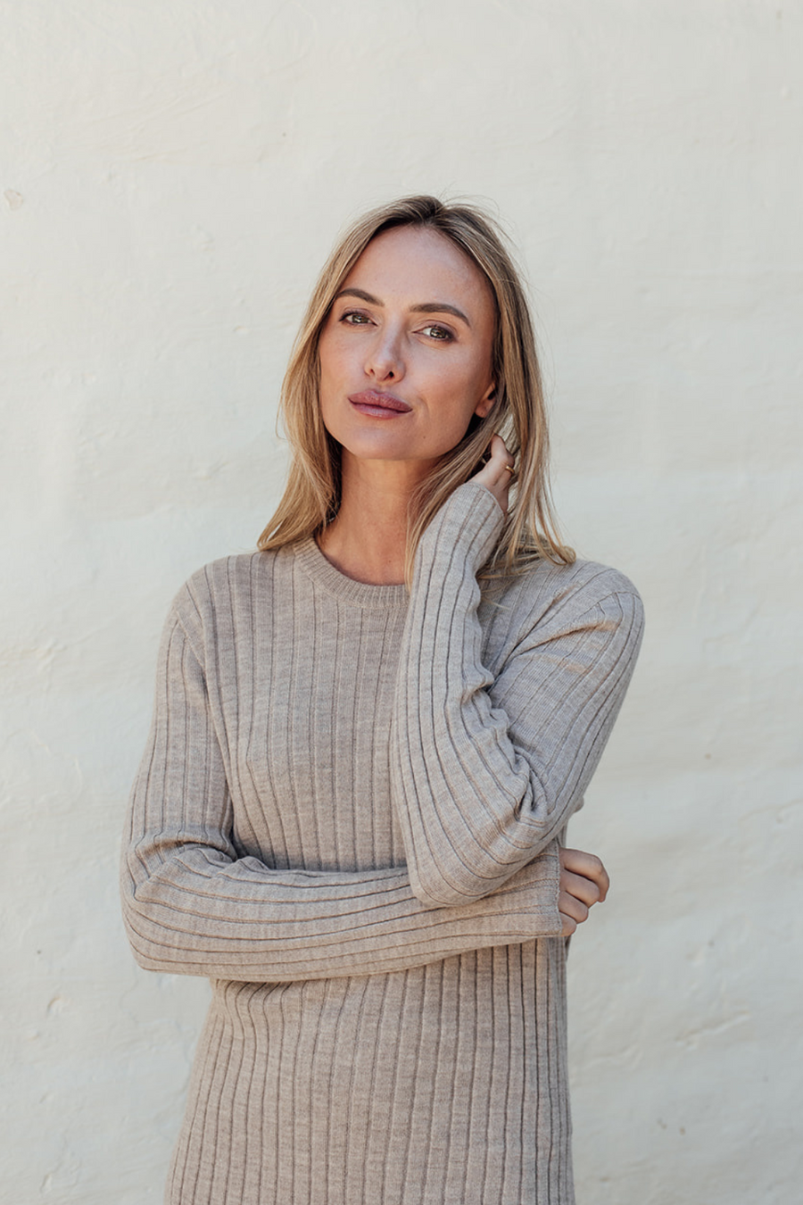 Classic Merino Rib Crew - Latte – Perriam