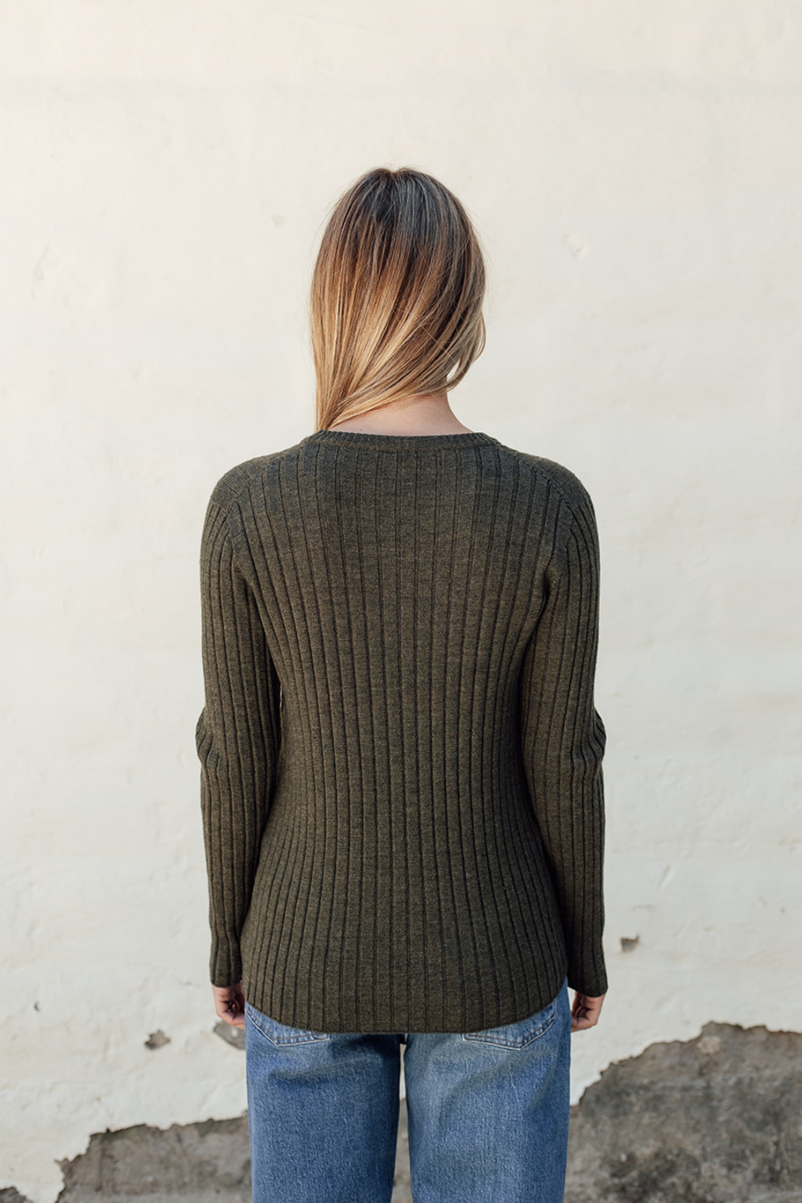 Classic Merino Rib Crew - Pine