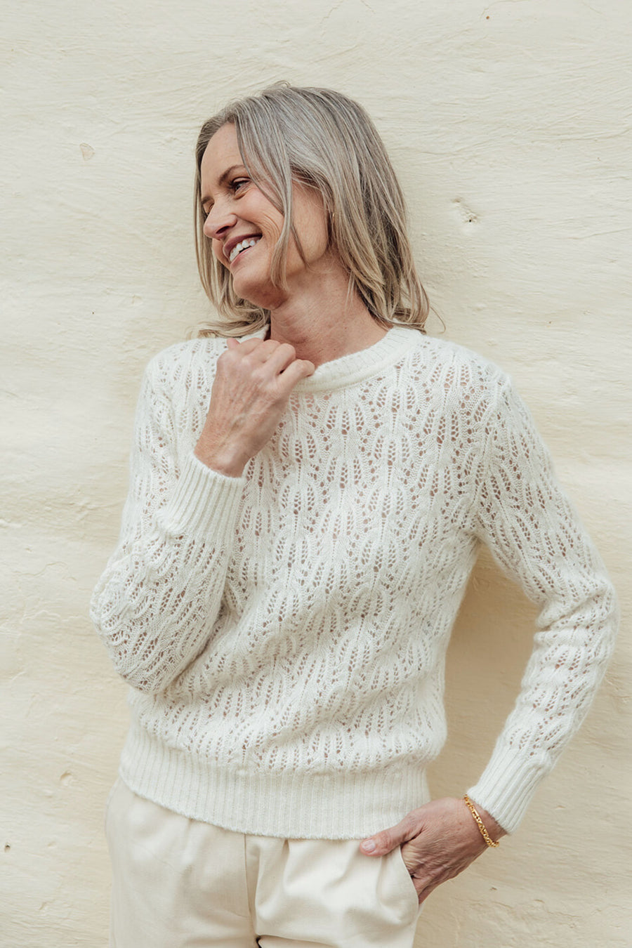 The Flower Knit Merino Angora Jersey- Natural