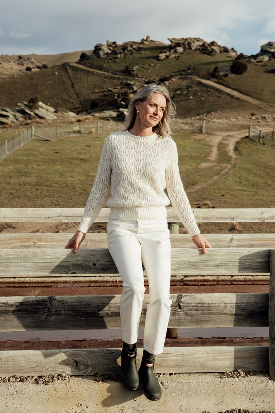 The Flower Knit Merino Angora Jersey- Natural