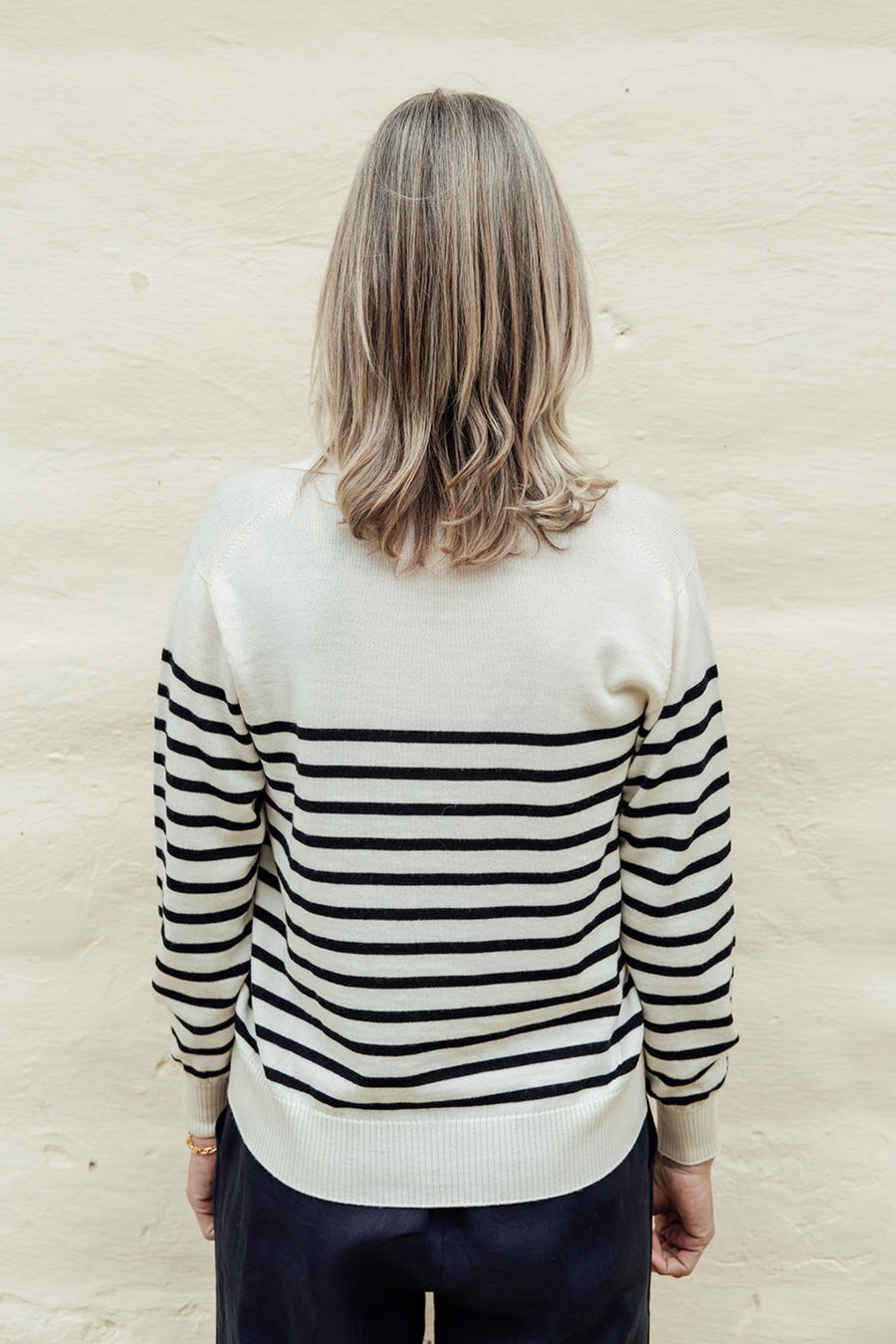 The Retreat Collared Jersey - Navy Stripe