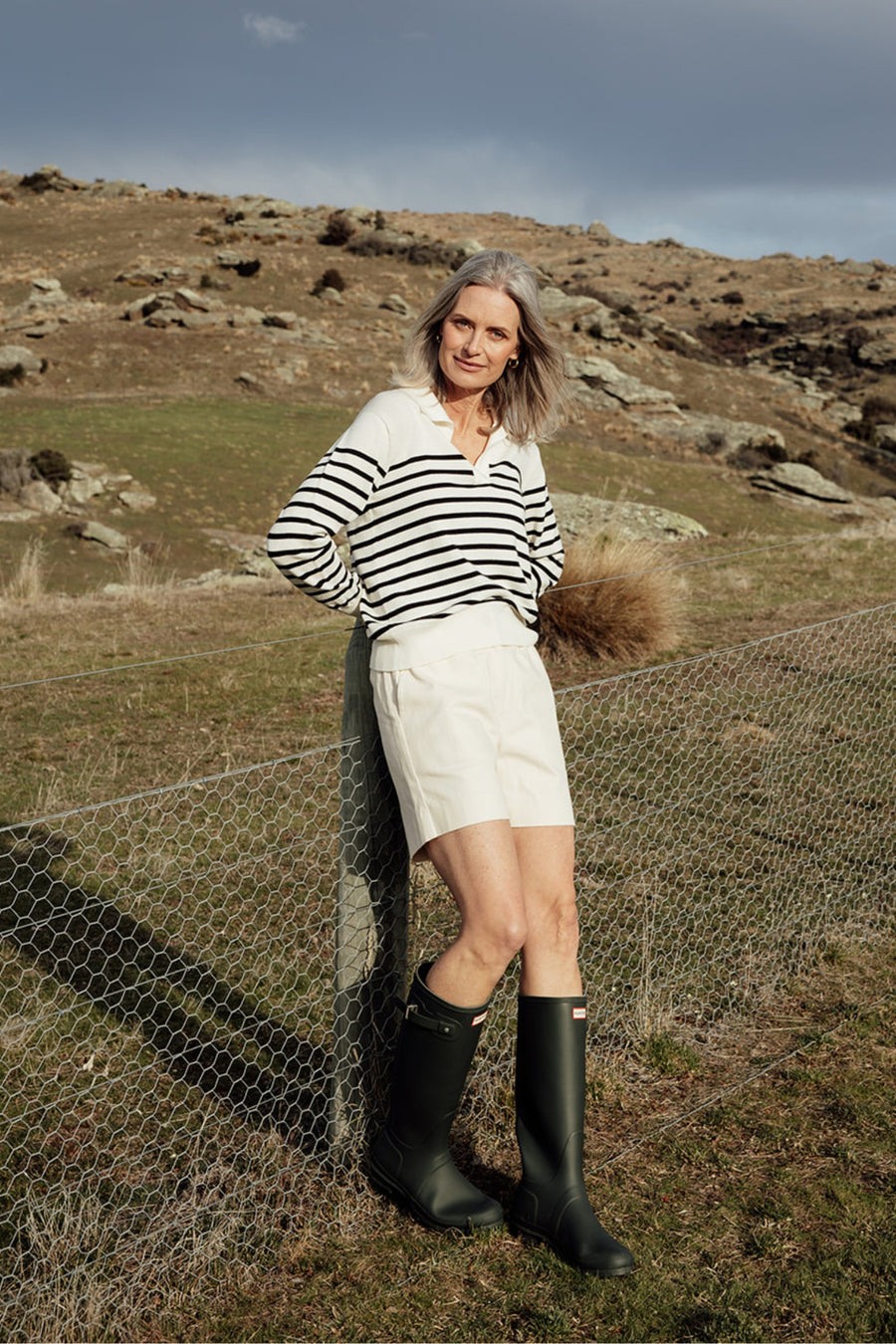 The Retreat Collared Jersey - Navy Stripe