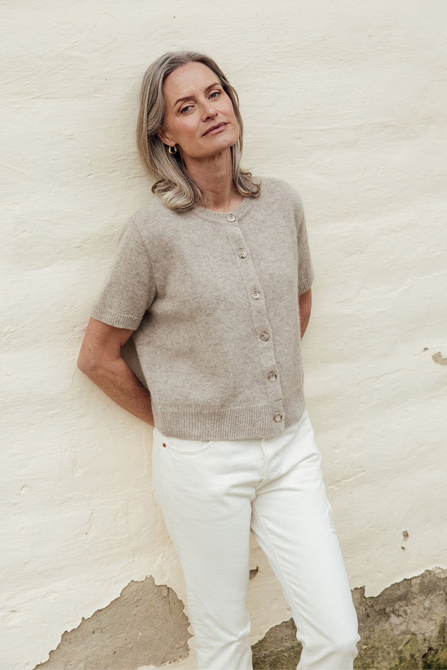 The Merino Angora Cardigan- Wheat