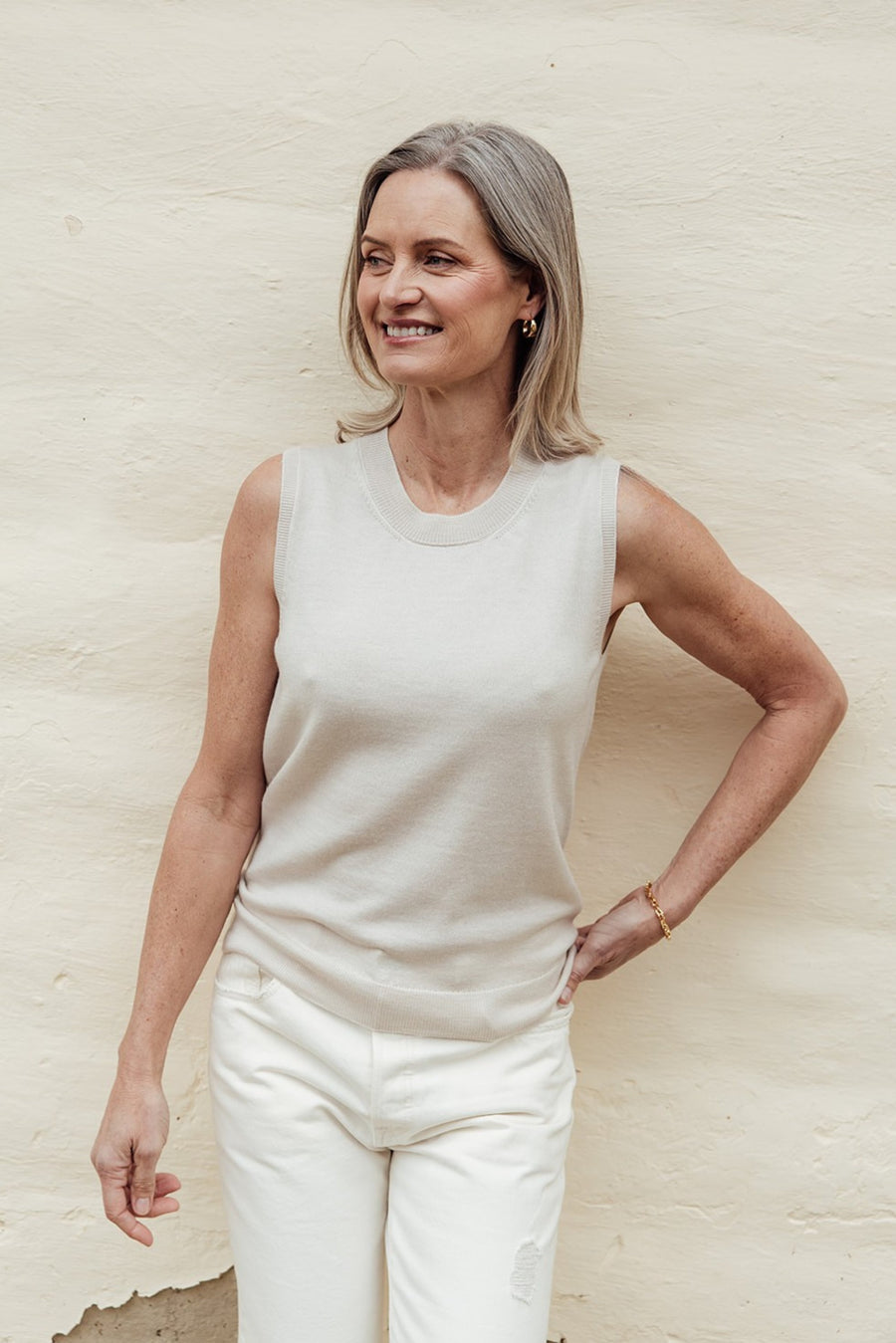 Harmony Merino Singlet - Milk