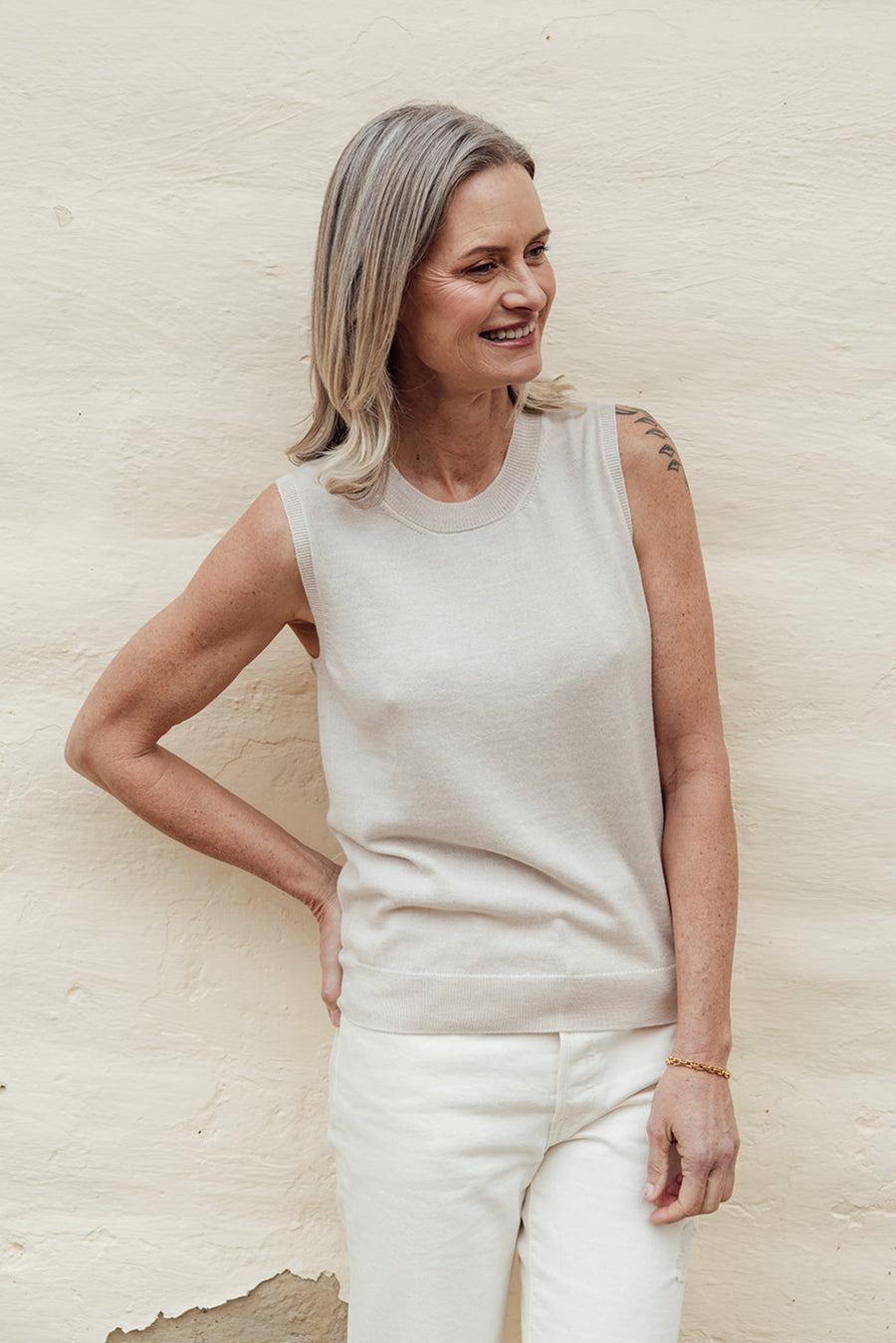 Harmony Merino Singlet - Milk