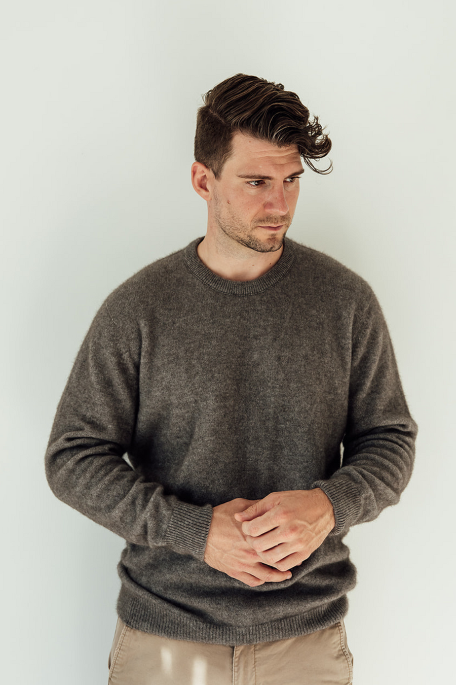 The Men's Possum Merino Crew - Shale Grey