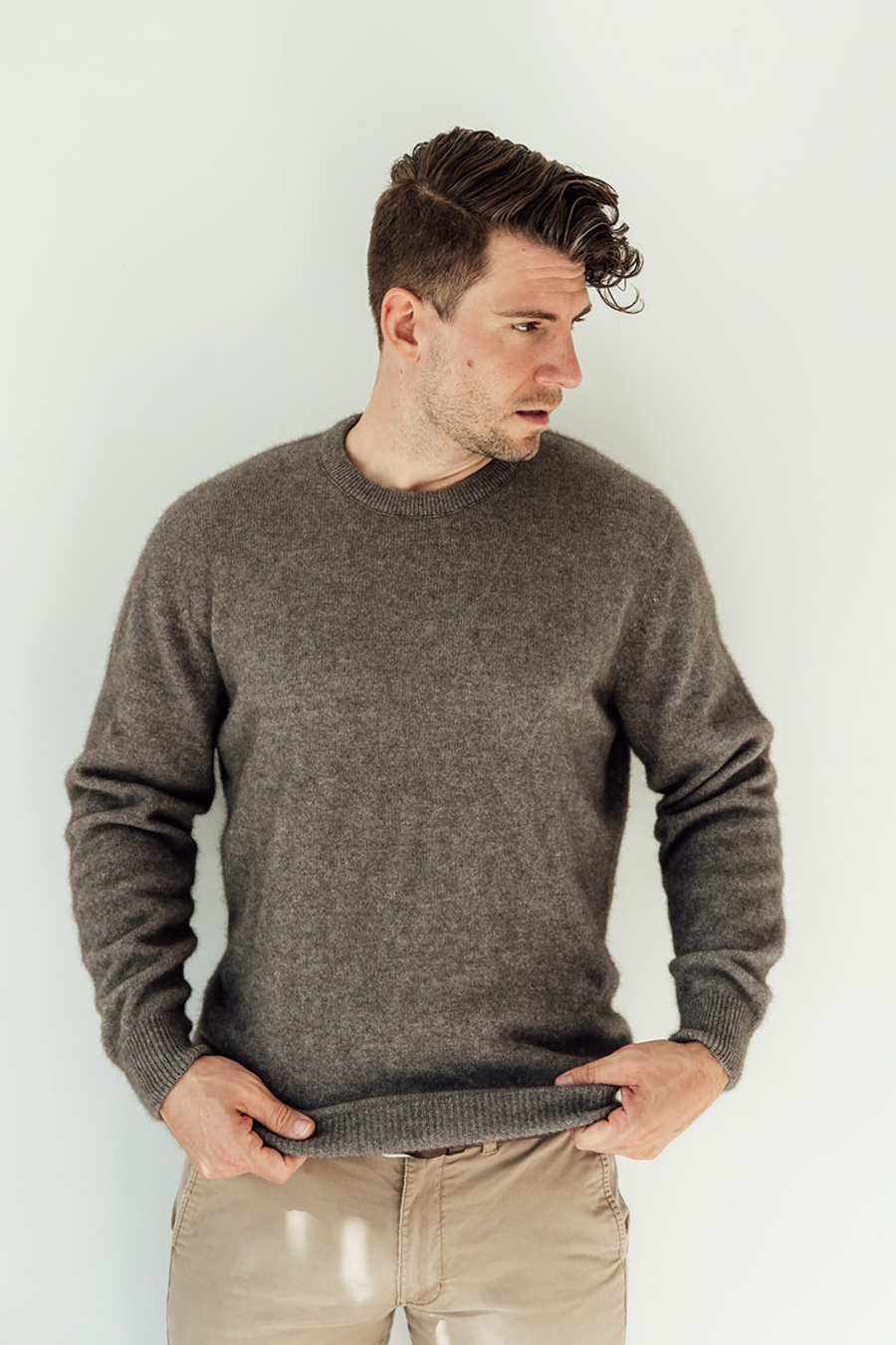 The Men's Possum Merino Crew - Shale Grey