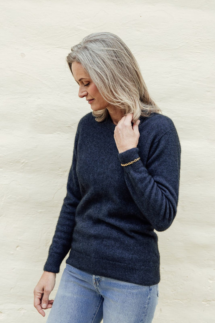The Women's Possum Merino Crew - Neptune