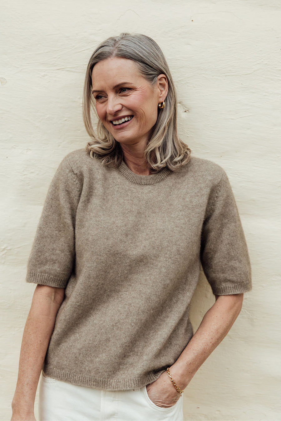 Lucy Possum Merino T-Shirt - Latte