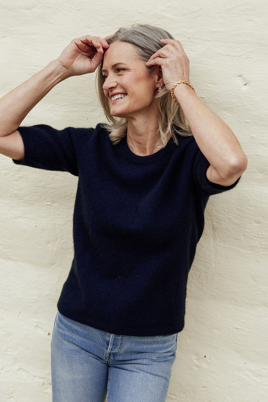 Lucy Possum Merino T-Shirt - Navy