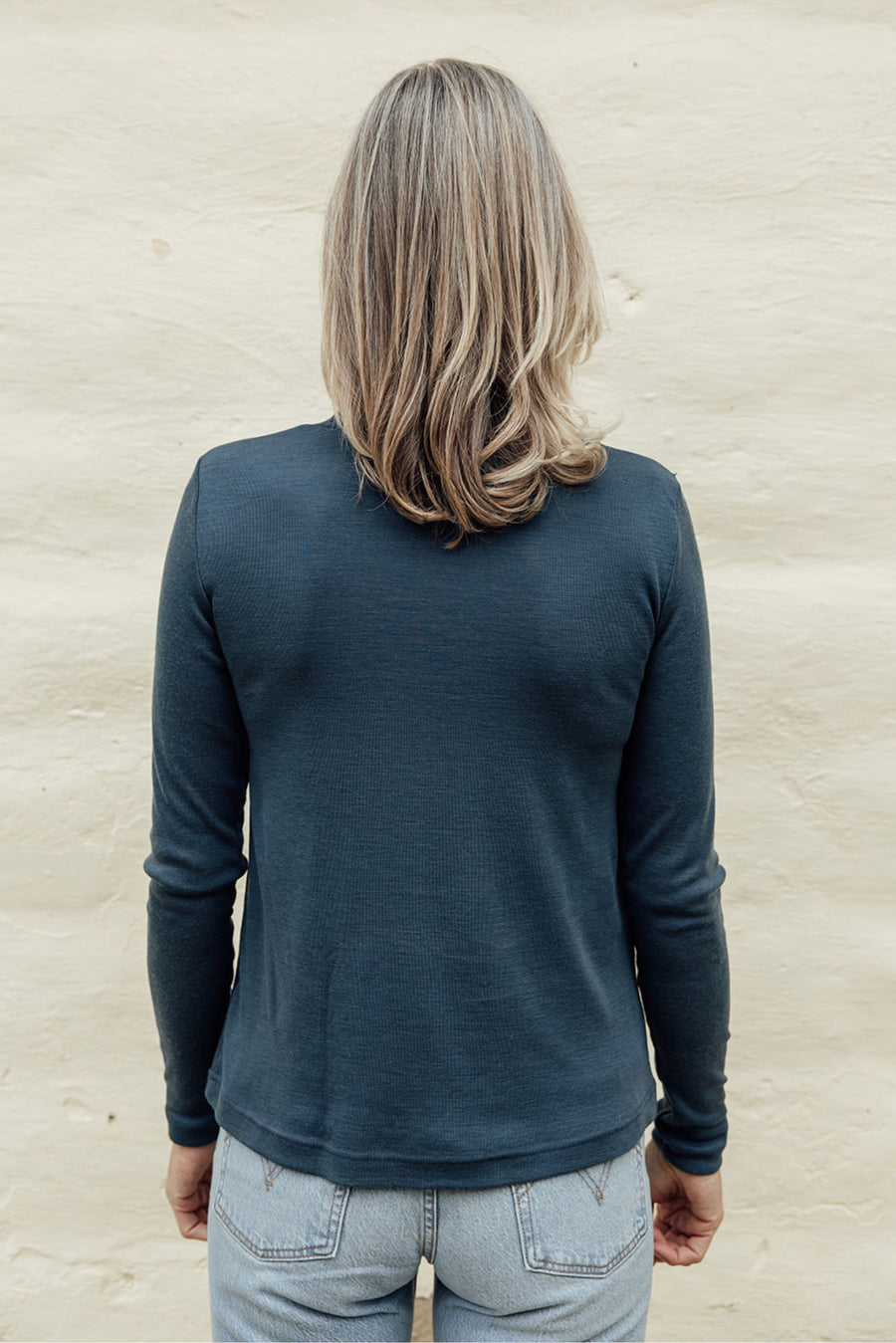 Merino Rib Turtle Neck Top - Teal