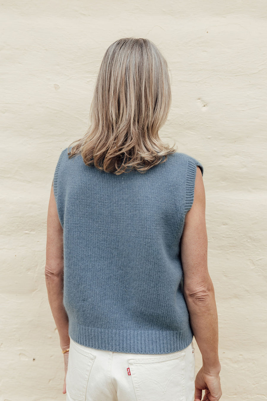 The Liv Merino Angora Vest- Denim
