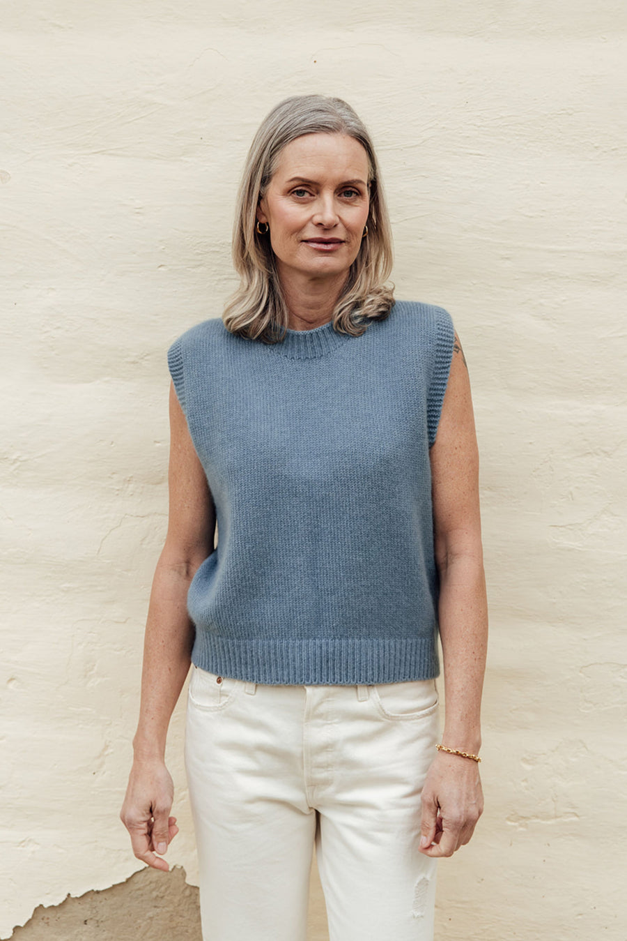 The Liv Merino Angora Vest- Denim