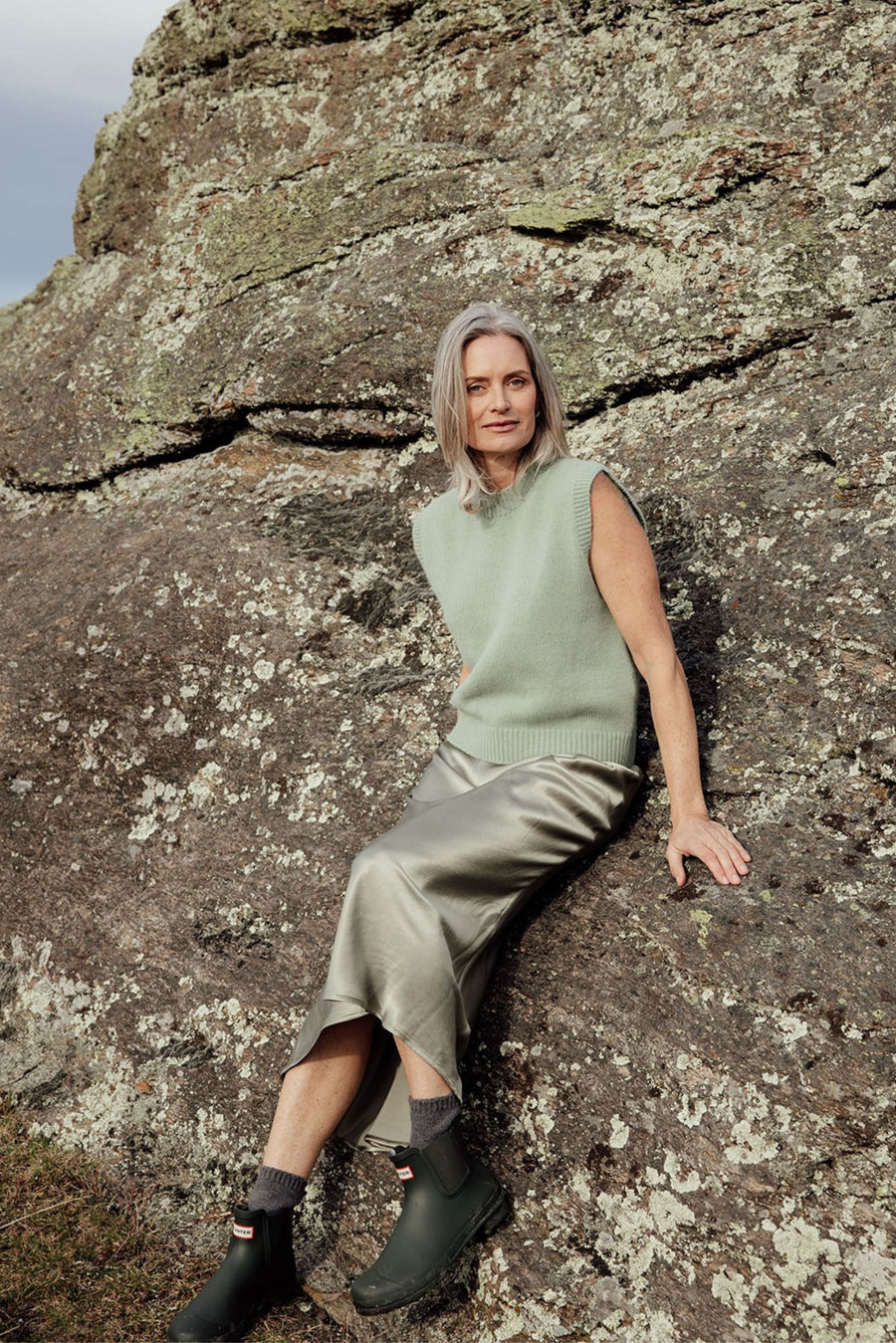 The Liv Merino Angora Vest- Sage
