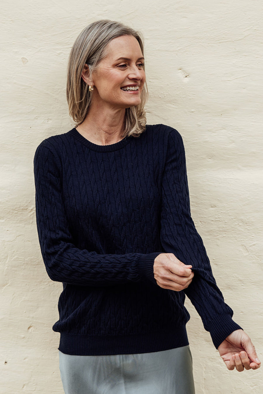 Classic Cable Merino Jersey - Navy